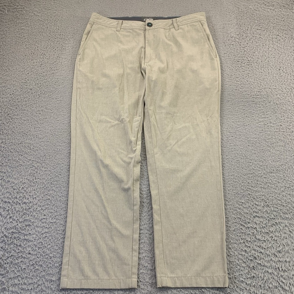 Linksoul Golf Pants Mens 33x27 Beige Performance Stretch Straight‎ Lightweight